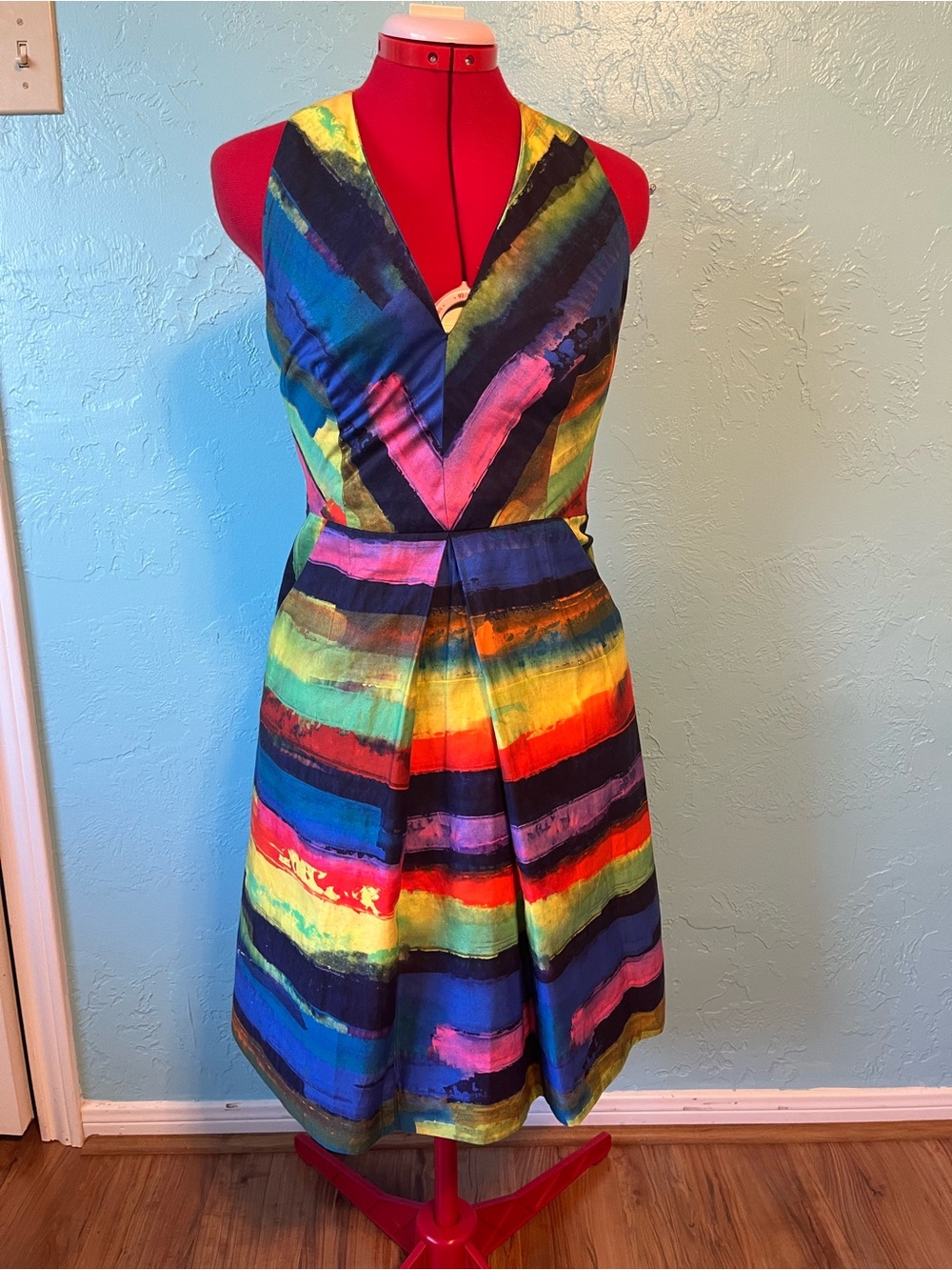 Milly Abstract Rainbow Stripe Dress